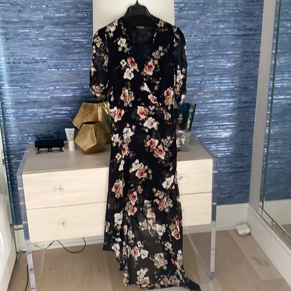 Nicholas black  silk georgette floral wrap dress - Picture 2 of 10